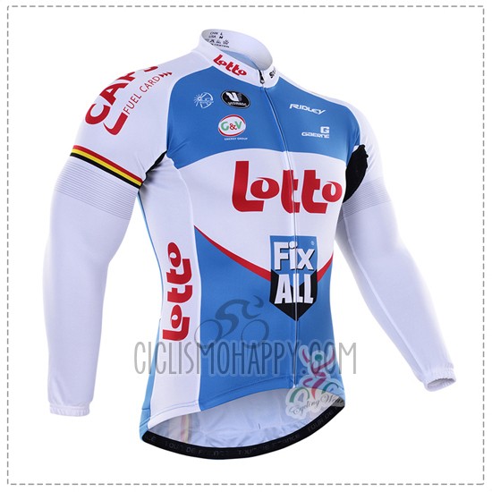 Lotto Fix All Cycling Jersey Bib Tight 2016 Long Sleeve White and Blue